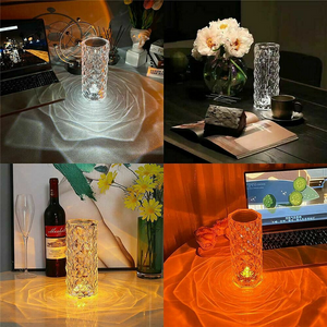 Crystal Table Lamp with 16-Color Touch-Control RGB Light