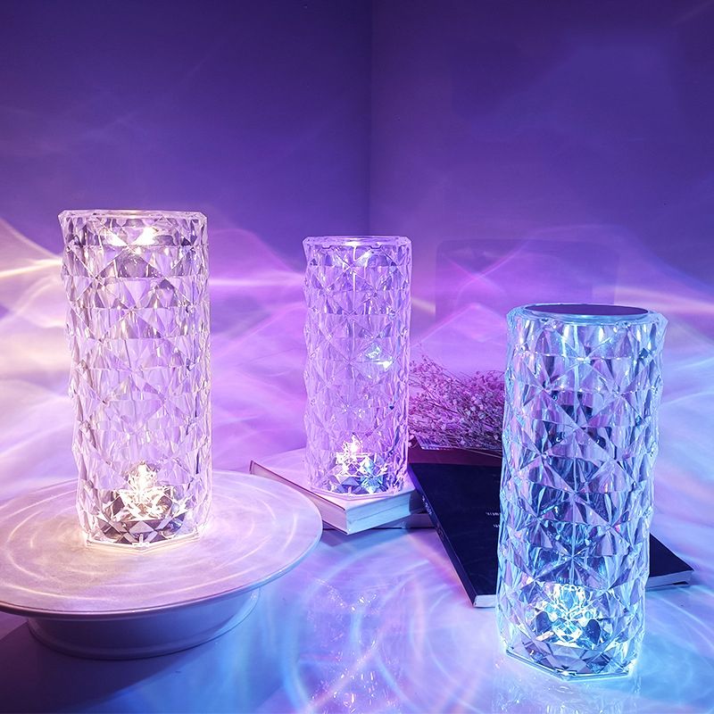 Crystal Table Lamp with 16-Color Touch-Control RGB Light