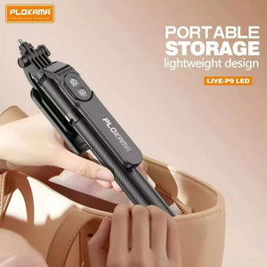 PLOKAMA P9 LED SELFIE STICK PLUS TRIPOD WITH HANDLE